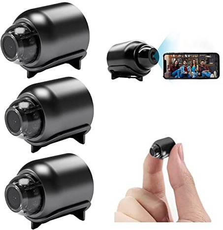 ViCUULY Mini telecamera WiFi 1080P HD – visione notturna inclusa, telecamera di sorveglianza IP wireless, monitoraggio remoto con grandangolo a 160°, micro baby monitor (3 pezzi)