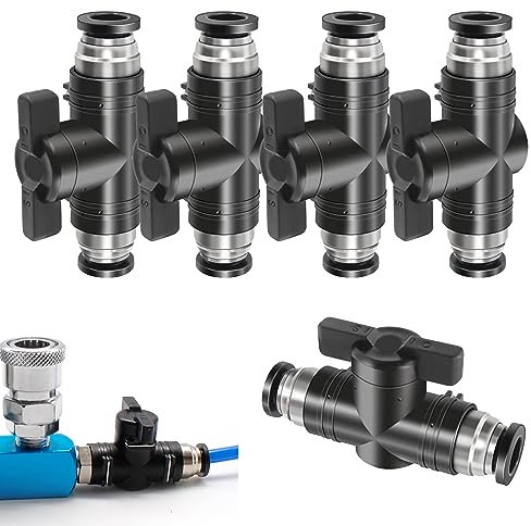 Connecteur Pneumatique, Vannes à Bille Pneumatiques 5 Pièces 8mm, Raccords de Vannes de Contrôle, Raccords de Vannes de Contrôle à Sertir pour Tubes Pneumatiques, Raccords Rapides pour Gaz
