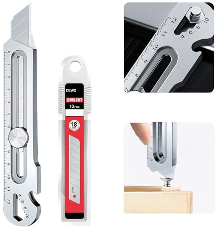 Cuchillo Utilitario Retráctil,Cutters Profesionales de Seguridad,Cúter Multiusos Para Alfombras,Cuchillos Multiusos Portátiles Retractil,Perfecto para Papel, Cinta, Cartón (plata)