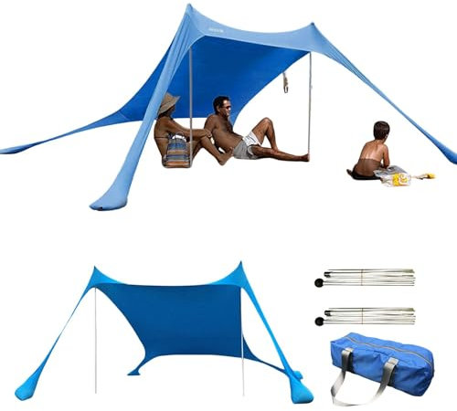 Strandbaldakin – strandtält solskydd, bärbart strandskydd | vattentätt solskydd cabana-skydd, strandbaldakin solskydd för trädgårdsläger, 210 x 150 x 170 cm