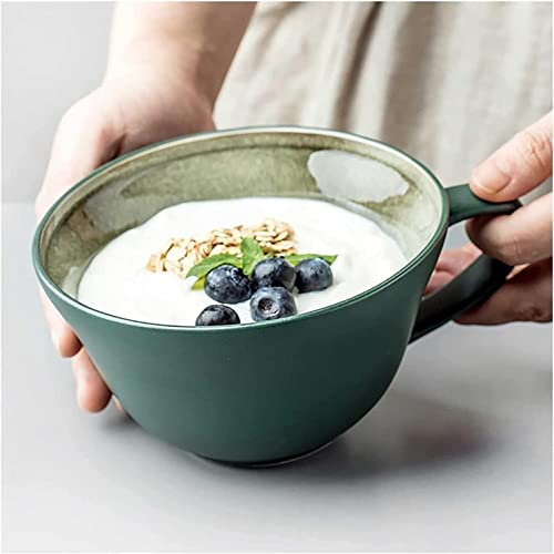 Tazas de desayuno gigantes, ensaladera, taza de sopa de cerámica, taza de sopa única, contenedor de tazas de sopa de té de café, taza de sopa con asa, tazón de desayuno grande de 17 oz de ancho, tazón