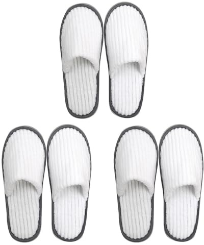 YTPAFK 3 Pairs Hotel Slippers, Soft Coral Velvet Travel Slippers, Non Slip Spa Slipper with Thick 9mm Soles, Reusable Guest Slipper for Spa, Party Guest, Swimming Pools and Travel(White)