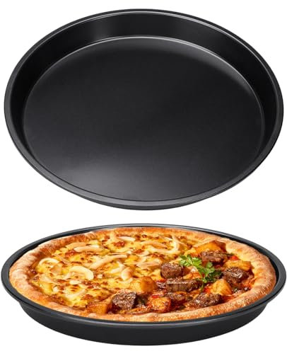 duisoad 2 Piezas Molde Pizza Redondo Plato para Pizza Bandeja para Hornear Pizza para Pizza, Pastel, Lavavajillas, Horno, Diámetro de 28 cm