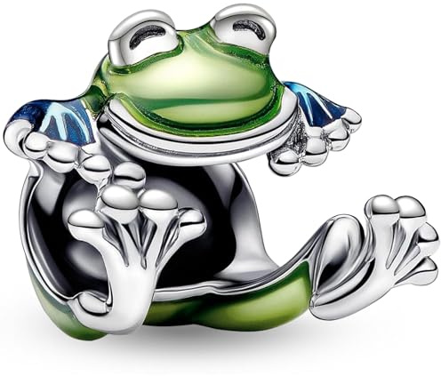J.Fée 1 Pezzo Charms per Bracciali Ciondoli per Collane in 925 Argento Sterling, Ciondoli Braccialetti, Adatto a Braccialetti e Collane, Ciondolo a Forma di Rana Rampicante, Regalo Donna