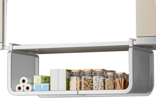 Jlobnyiun Estante inferior de almacenamiento - Soporte organizador para estante inferior - Cesta multifunción para armario, baño, cocina, estante de almacenamiento extensible