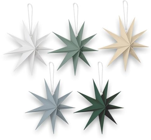 FESTICY Stelle di Carta da Appendere I 5 Pezzi 30 cm I Color Pastello I Stelle di Natale Decorazioni Natalizie Sostenibili Per la Casa e la Porta d'Ingresso I Stelle Natale Carta Elegante