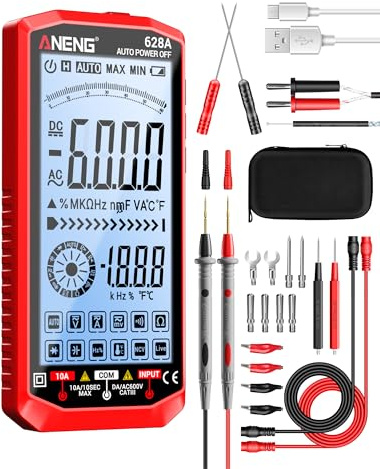 ANENG Multimeter,Digital Voltmetertestare,True RMS 6000-Takts Uppladdningsbar Mätare,Mäter AC/DC-Spänning,Ström,Resistans,Kapacitans,Temperatur,Hertz Nollspänning (NCV),Diod,KontinuitEt,Elverktyg