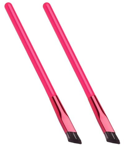 Lot de 2 pinceaux à sourcils inclinés avec poils synthétiques doux - Pinceaux de maquillage professionnels pour peaux sensibles - Entretien facile