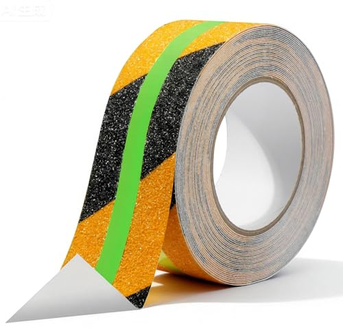 Cozary Antirutsch Klebeband, 10mx5cm Treppenstufen Antirutsch im Dunkeln Leuchtend, Rutschfest Reflektorband Klebeband, Fluoreszierendes Antirutschband Selbstklebend für Treppen, Leitern