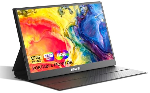 BENFEI Bärbar Skärm 15,6 FHD 1080P HDMI/USB-C Ultratunn IPS HDR, Smart Cover + Högtalare, Plug & Play för Bärbara datorer, PC, telefoner, surfplattor, PS5/PS4, Xbox, Switch