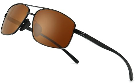 SUNGAIT Gafas de sol Hombre Polarizadas Clásico Retro Gafas de sol para Hombre metal Marco Negro/Marrón 2458