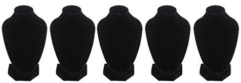 perfk 5 pcs. Schaukastenpuppe Schmuckbüste Halsketten Schmuckständer Displayständer mit Samt-Oberfläche für Juwelierladen Schaukasten, Schwarz