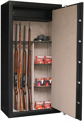 Infac Safe CLTT23E Armoire forte pour Armes en Acier | 23 Armes avec lunette | Coffre intérieur | Etagères amovibles | Serrure électronique | Conforme norme européenne