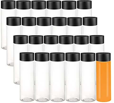zmybcpack 24 Pack 12 OZ (350 ml) Clear PET Plastic Juice Bottles With Caps- - Plastic Smoothie Bottles-Reusable Bulk Beverage Containers with Lids For Juice, Milk and Other Beverage