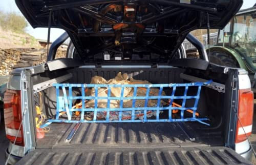 PickUpNetz Dr. Thiel® LadeflächentrennNetz 440 x 1350 mm FrachtNetz BLAU Frachtnetz Ladungssicherung Pickup Ladefläche Tailgate Ladeboden Transportnetz