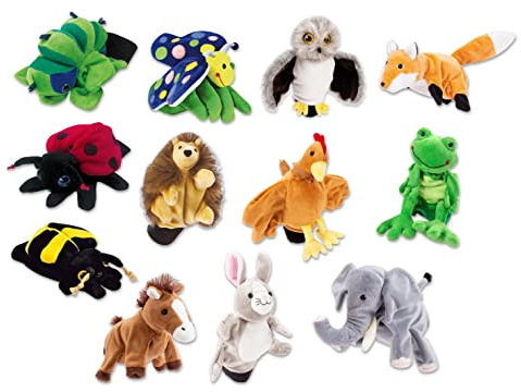 Beleduc - Handpuppen Set für Kinder 12-teilig - Puppentheater Stoff-Tier