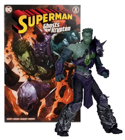 DC Direct Superman Wave 5 Ghost of Zod Figura de acción de 18 cm (Etiqueta Dorada) con cómic | Ghosts of Krypton Coleccionable