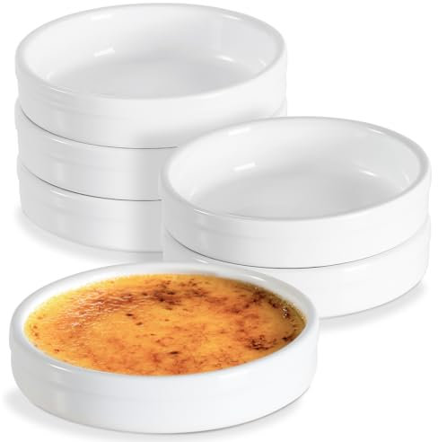 ONEMORE 6 Pirottini da Forno, 11,4 cm, 118 ml Stampo per dolci rotondi in porcellana, Mini stampi per soufflé, Rameins per Creme Brulee, Muffins Quiches, Torte