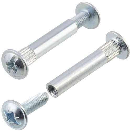 AERZETIX - C41552 - Lot de 40 Vis de liaison jonction pour meubles M4 15x27 mm - vis d'assemblage connexion mâle-femelle - vis relieuse + douille - en acier