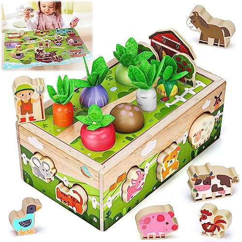 Montessori Wooden Sensory Toddler Toys: Toy for 1 Year Old Boys Girls Birthday Gifts | 1st One First Birthday Gift for 1 Year Old Girl Boy, Educational Learning Toy for 1-2 Year Old Fine Motor Skills