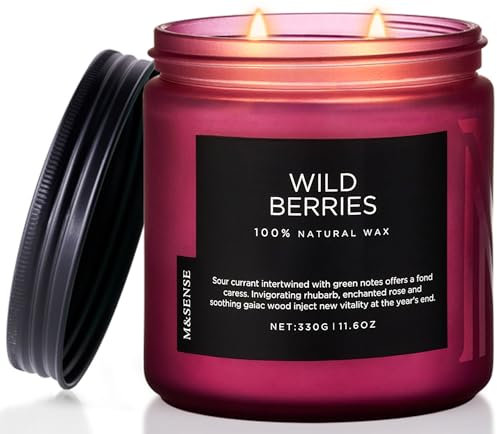 M&SENSE Wilde Beeren Duftkerzen 330g natürliche Sojawachskerze 70 Stunden lang anhaltende Brenndauer 2 Baumwolldochte Weihnachtsduftkerze für Zuhause perfektes Kerzengeschenk Wild Berries Jar Candle
