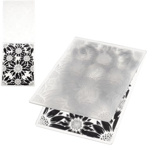 NICENEEDED Carpeta de Relieve de Plástico, Plantilla para Estampar Girasoles Texturizados En 3D, Plantilla de Papel Plástico con Relieve para Hacer Tarjetas