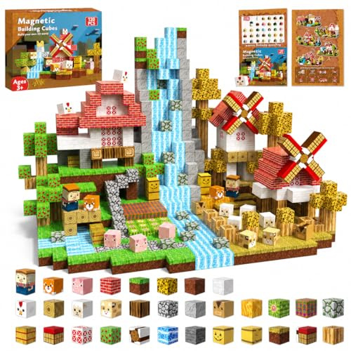 Goody King Magnetic Blocks, 120Pcs Magnetic Building Tiles Stacking for kids Boys and Girls Aged 3 4 5 6 7 8 Years Old Learning Educational Toys as A Birthday Xmas Gifts