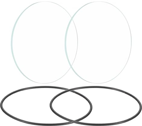 PATIKIL 2.2 Dia Lente LED, 2 Juegos de Lentes de Vidrio con Borde Pulido y Anillo de Silicona para Repuesto de Lente de Fuente de Luz, Transparente
