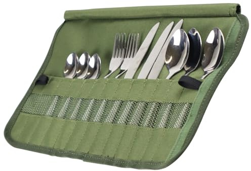 Sac Rangement Couverts – Étui De Voyage Pliable 13 Pochettes - Léger Et Résistant À L’Humidité, Organiseur De Vaisselle Pour Camping, Cuisine Ou Randonnée | Idéal Pour Cuillères, Couteaux, Fourchettes