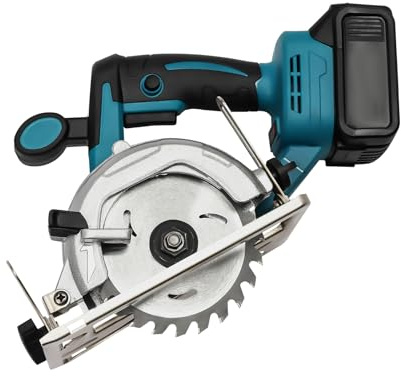 Sierra circular de mano con batería, 4000 rpm, sierra circular manual de 0 a 45°, corte oblicuo, sierra eléctrica a batería de 4,9 pulgadas con cargador, guía paralela, cuchilla de corte, batería de