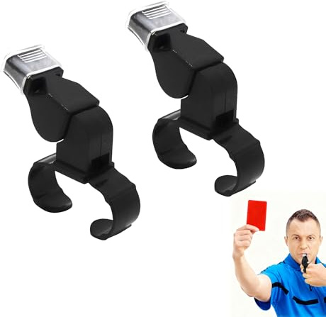 Noenaeni 2PCS Handheld Whistles, Finger Grip Whistle, Loud Crisp Sound Whistle with Tooth Guard, Reusable Referee Whistles Sports for Training and Outdoor Camping