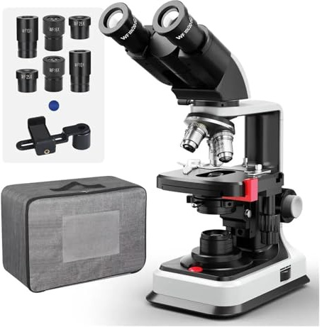 Lab Compound kikaremikroskop 40X-2500X Förstoring Tvålagers Mekanisk Steg 20mm Ultra Wide-Field Dubbel Strömförsörjning