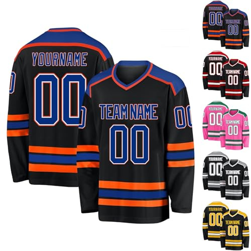 Generico Maglie da Hockey Personalizzate,Maglie da Hockey Vergini Personalizzabili con Squadra/Numero/Nome Personale,Maglie da Hockey Personalizzate per Uomo, Donna, Adolescente e Bambino (Stile 2)
