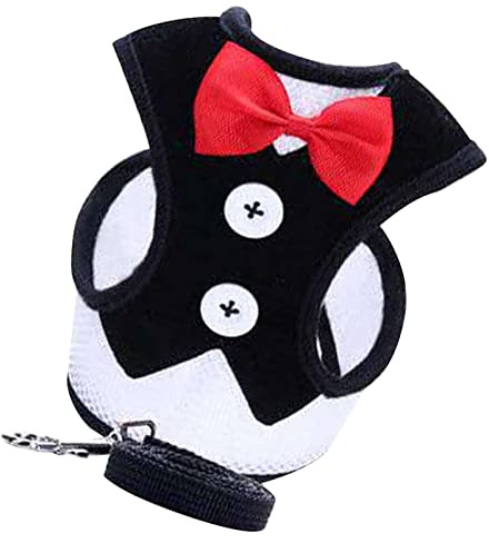 RASTKY Harnais pour Animaux de Compagnie, Laisse avec Nœud Papillon coloré, Gilet Robuste pour Chien, Ensemble de Cordes de Traction pour Grands Chiens et Chats, Tissu Métallique pour des Promenades