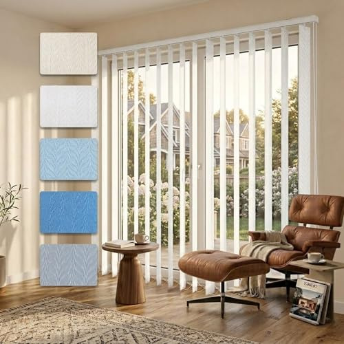 Genérico Persianas Verticales Interior, Cortina Lamas Verticales, Cortinas de Lamas de Tela para Ventanas, Cortinas Separadoras de Ambientes, Control de Luz de Privacidad(Azul)