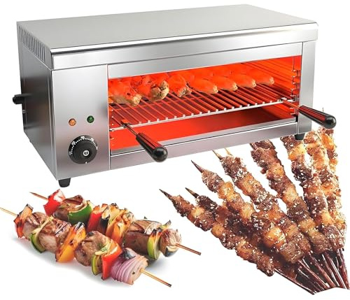 Fundidor De Queso EléCtrico Comercial De 2000 W Tipo Salamandra, Parrilla De Acero Inoxidable Para Encimera Con Bandeja Recogemigas ExtraíBle Para Queso, Filetes Y SáNdwiches