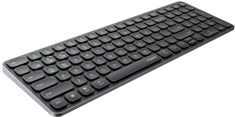 Rapoo E9350L Multi-Device Wireless Keyboard, Blade-Series 99-Key Ultra-Thin 2.4GHz Bluetooth Computer Keyboard with Number Pad for PC Laptop, Quiet, Rechargeable, for Windows/Mac/Linux, US Layout