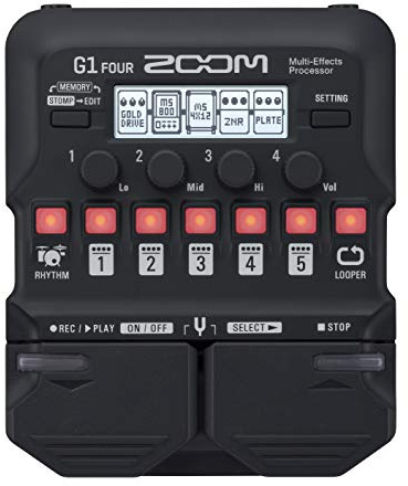Zoom G1 FOUR Guitar Multi-Effects Processor with 70+ Effects & Amp Modeling, Looper, Rhythm Section, Tuner, Battery Powered
