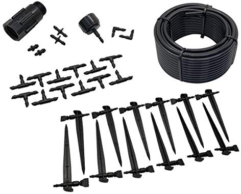 Aqua Control Kit de riego por Goteo para 12 Plantas. Incluye 12 goteros Regulables con estaca, Adaptador de Grifo y Reductor de presión. Además de 15 Metros de microtubo de 4mm.