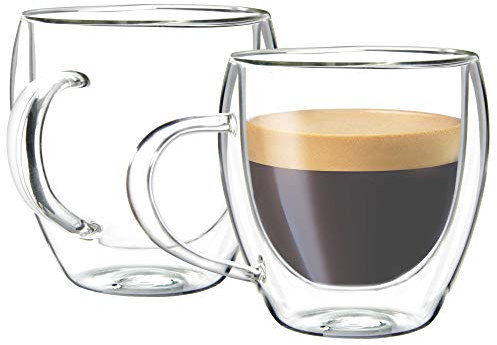 Youngever Lot de 2 Verres à Expresso à Double Paroi, 165ML Tasse à Cafe, Verres Thermiques à Effet Flottant, Verre Espresso
