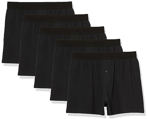 Amazon Essentials Men's Cotton Jersey Boxer Short Underwear (Available in Big and Tall), Pack of 5, Black, 3XL