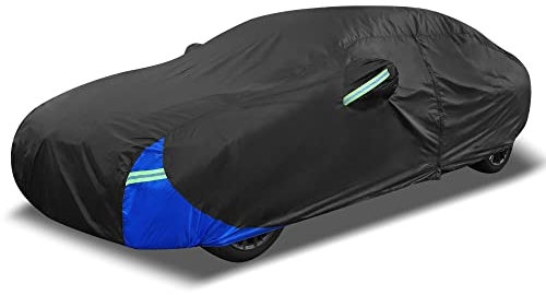 X AUTOHAUX All-Weather Waterproof Car Cover for 15-16ft Sedans - Heavy Duty Snowproof, Rain & Sun Resistant Outdoor Protection Universal Fit Full Vehicle Cover