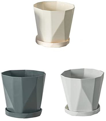 Naisfei Blumentopf,3 Stück Blumentöpfe 13 cm Durchmesser mit Untersetzer aus Kunststoff runder Pflanzkübel witterungsbeständiger Übertopf große Blumentöpfe
