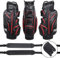 MK GolfBag Tour Pro Trolleybag 14 Fächer Golftasche Rot wasserdicht Bag Golf und 12 Golfbälle gratis Paket (Rot)