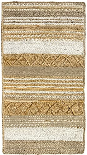HAMID - Alfombra de Yute Sofía, 100% Fibra de Yute Natural, Alfombra Suave, Tejida a Mano, Alfombra de Salón, Comedor, Dormitorio, Pasillos, Entrada, (110x60cm)
