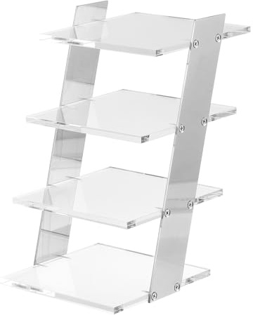 QUARKZMAN Espositore per Occhiali da Sole, 1pz - Espositore Trasparente Acrilico per Occhiali Sole, Supporto a 4 Livelli per Occhiali Portaocchiali Negozio Ottico Casa (Argento)