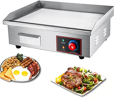 Plaque Chauffante Électrique Commerciale En Acier Inoxydable, Plaque Chauffante Entièrement Plate Pour Barbecue, Grande Plaque Chauffante De 55 Cm, Barbecue, Barbecue, Bacon, Friteuse À Œufs, Plaque