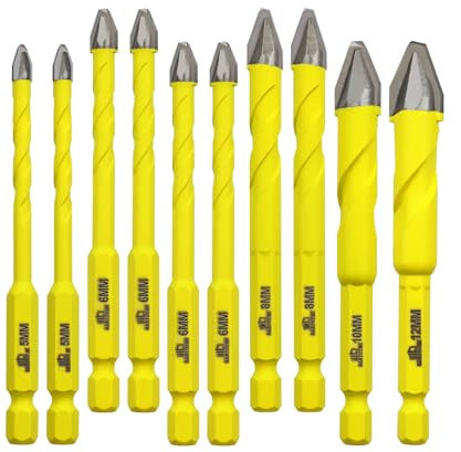Crooked Head Eccentric Drill Bits 5/6/8/10/12MM Sets of DARTOTEK Twist Drill Bits Wood/Plastic/Glass/Concrete Brick Multi-Material Drill Bit with Bit Storage Case,10 pcs