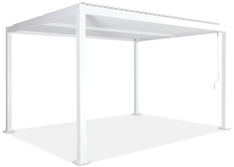 sweeek - Pérgola bioclimática 3x4m de Lamas de Aluminio y Acero, Palace 3x4m, Blanco, 392x292x211 cm