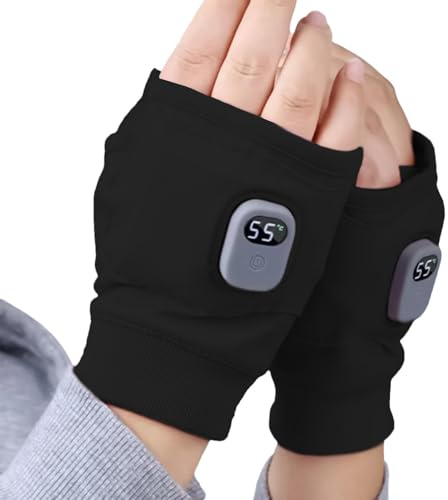 ETUCYNG Guanti da lavoro riscaldati, Guanti da equitazione riscaldati, Guanti a mezze dita, Guanti elettrici da donna, Guanti riscaldati senza dita ricaricabili, Guanti riscaldati per l'inverno